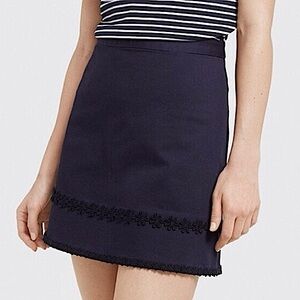 DRAPER JAMES Cotton Full Blossom A-Line Navy Florette Skirt